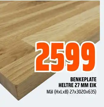 Coop Obs BENKEPLATE HELTRE 27 MM EIK tilbud