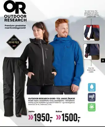 Sport Outlet OUTDOOR RESEARCH GORE-TEX JAKKE/BUKSE tilbud