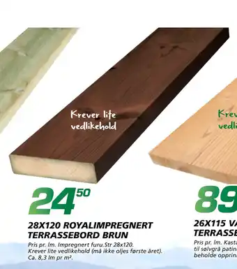 Coop Byggmix 28X120 ROYALIMPREGNERT TERRASSEBORD BRUN tilbud