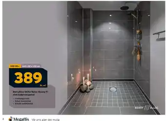 Megaflis BerryAlloc Skifer Natur Glossy Finish baderomspanel tilbud