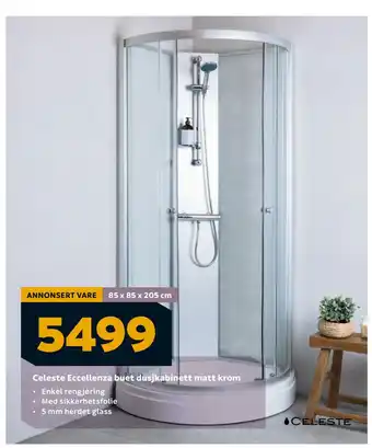 Megaflis Celeste Eccellenza buet dusjkabinett matt krom tilbud