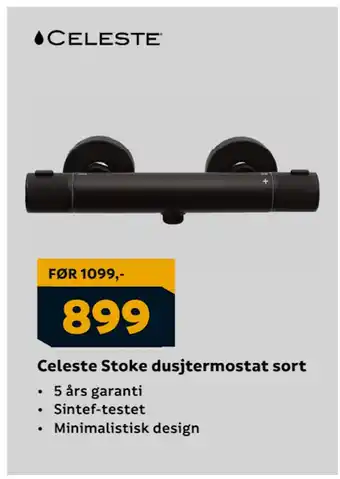 Megaflis Celeste Stoke dusjtermostat sort tilbud