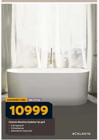Megaflis Celeste Messina badekar lys grå tilbud