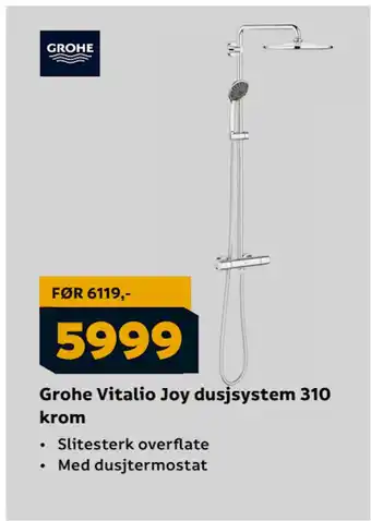 Megaflis Grohe Vitalio Joy dusjsystem 310 krom tilbud