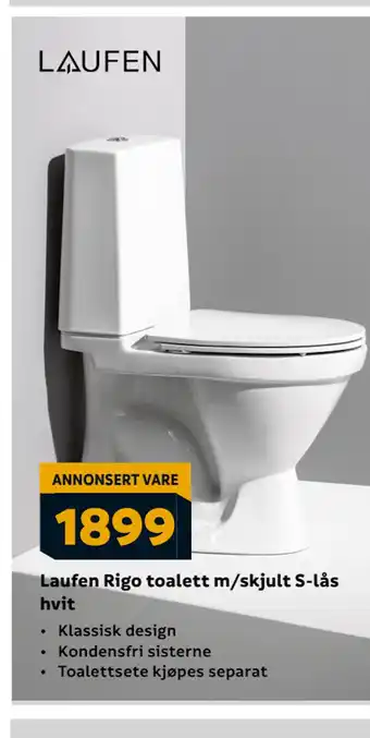 Megaflis Laufen Rigo toalett m/skjult S-lås hvit tilbud