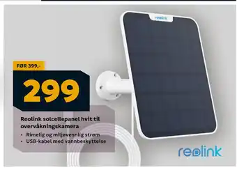 Megaflis Reolink solcellepanel hvit til overvåkningskamera tilbud
