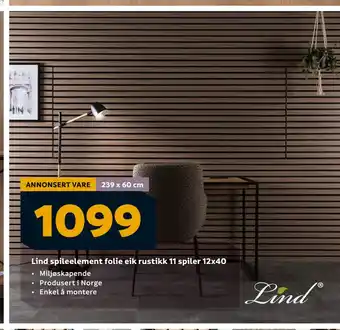 Megaflis Lind spileelement folie eik rustikk 11 spiler 12x40 tilbud