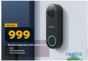 Megaflis Reolink ringeklokke WiFi med kamera tilbud