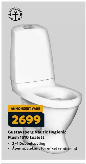 Megaflis Gustavsberg Nautic Hygienic Flush 1510 toalett tilbud