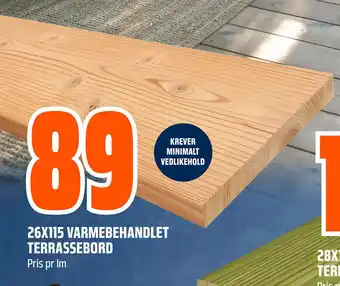 Obs Bygg 26X115 VARMEBEHANDLET TERRASSEBORD tilbud