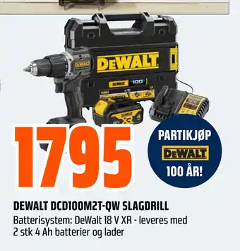 Obs Bygg DEWALT DCD100M2T-QW SLAGDRILL tilbud