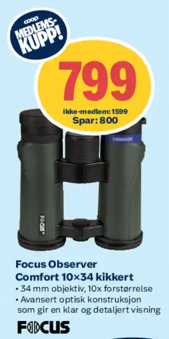 Coop Extra Focus Observer Comfort 10×34 kikkert tilbud