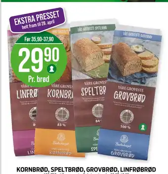 Kiwi KORNBRØD, SPELTBRØD, GROVBRØD, LINFRØBRØD tilbud
