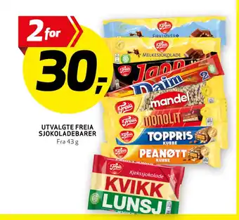 Bunnpris UTVALGTE FREIA SJOKOLADEBARER tilbud