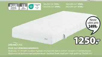 JYSK PLUS S25 VENDBAR MADRASS tilbud