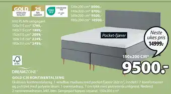 JYSK GOLD C30 KONTINENTALSENG tilbud