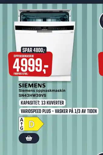 Skousen Siemens oppvaskmaskin tilbud