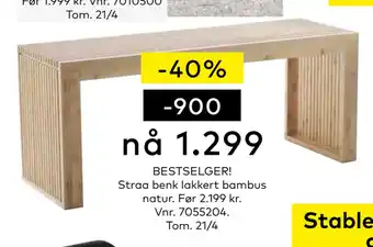 Skeidar Straa benk lakkert bambus natur tilbud