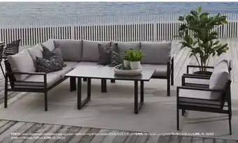 Bohus PORTO i svart aluminium, textilene i rygg og puter i olefin varmgrå Hjørnesofa tilbud