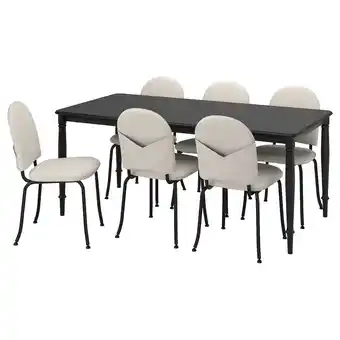IKEA Danderyd / ebbalycke Bord og 6 stoler, svart/idekulla beige, 180 cm tilbud