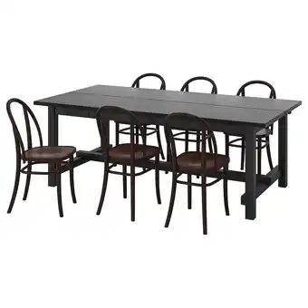 IKEA Nordviken / skogsbo Bord og 6 stoler, svart/mørk brun, 210/289 cm tilbud