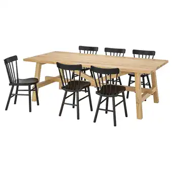 IKEA MÖckelby / norraryd Bord og 6 stoler, eik/svart, 235x100 cm tilbud