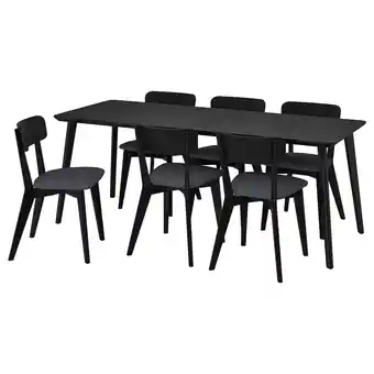 IKEA Lisabo / lisabo Bord og 6 stoler, svart/tallmyra svart/grå, 200x78 cm tilbud