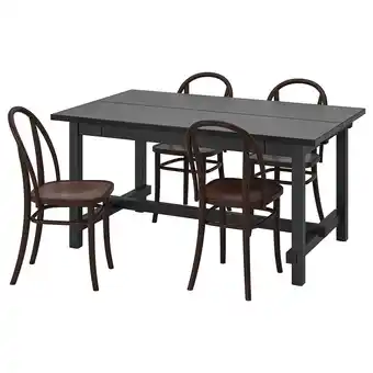 IKEA Nordviken / skogsbo Bord og 4 stoler, svart/mørk brun, 152/223 cm tilbud