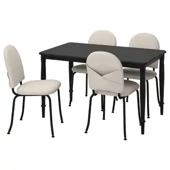 IKEA Danderyd / ebbalycke Bord og 4 stoler, svart/idekulla beige, 130 cm tilbud