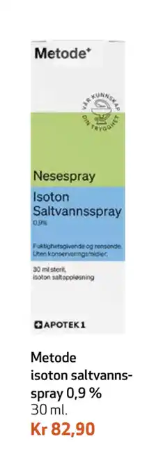 Apotek 1 Metode isoton saltvannsspray 0,9 % tilbud