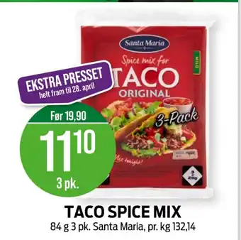 Kiwi Santa maria spice mix taco original 3 pk tilbud