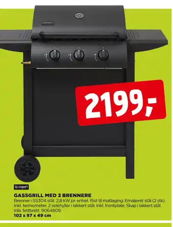 jem & fix GASSGRILL MED 3 BRENNERE tilbud