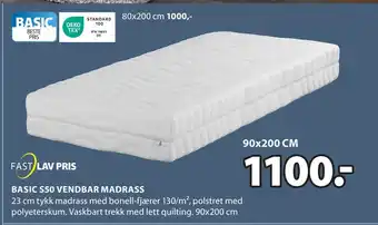 JYSK BASIC S50 VENDBAR MADRASS tilbud