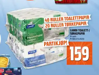 Coop Obs LAMBI TOALETT-/ TØRKEPAPIR tilbud