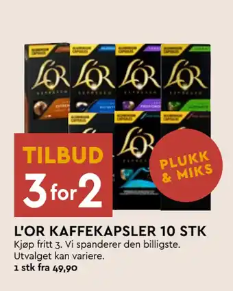 Coop Mega L’OR KAFFEKAPSLER 10 STK tilbud