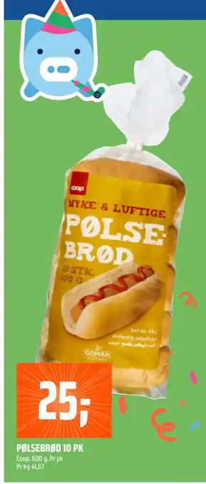 Coop Obs PØLSEBRØD 10 PK tilbud