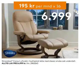 Skeidar Stressless Consul u/krakk tilbud