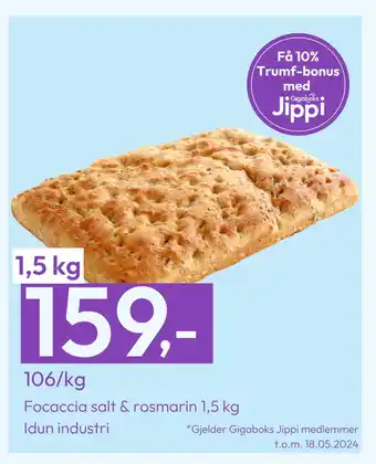 Gigaboks Focaccia salt & rosmarin 1,5 kg tilbud