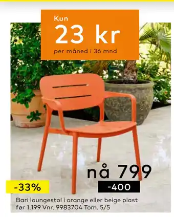 Skeidar Bari loungestol tilbud