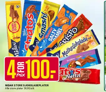 Europris NIDAR STORE SJOKOLADEPLATER tilbud