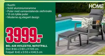 Europris BEL-AIR HVILESTOL M/FOTPALL tilbud