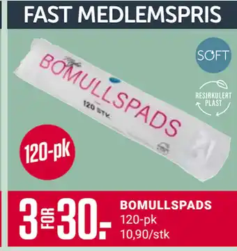 Europris BOMULLSPADS tilbud