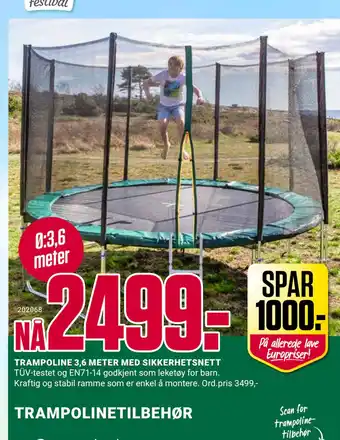 Europris TRAMPOLINE 3,6 METER MED SIKKERHETSNETT tilbud