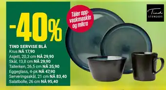 Europris TIND SERVISE BLÅ tilbud