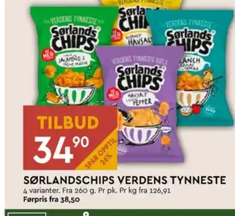 Coop Mega Sørlandschips chips tilbud