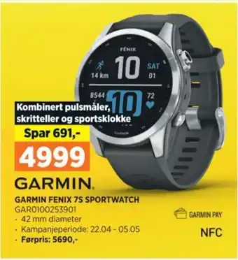 POWER GARMIN FENIX 7S SPORTWATCH tilbud