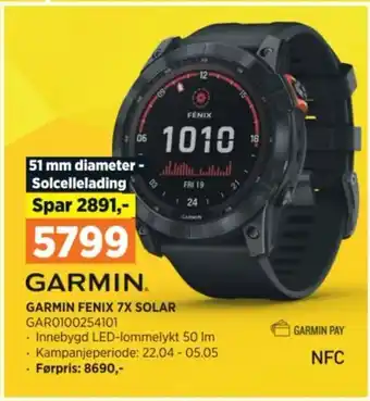 POWER GARMIN FENIX 7X SOLAR tilbud