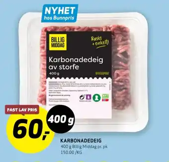 Bunnpris KARBONADEDEIG tilbud