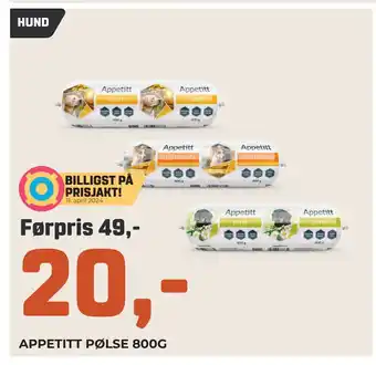 PetXL APPETITT PØLSE 800G tilbud