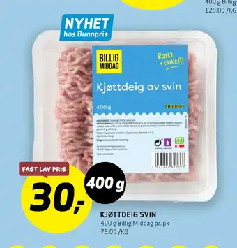 Bunnpris Kjøttdeig av svin tilbud